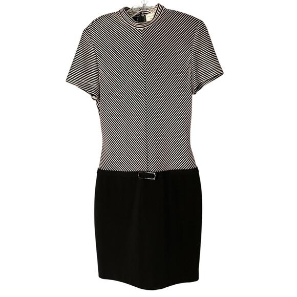 Joseph Ribkoff Y2K Metallic Colorblock Mini Dress Women's 8 Retro Made in Canada - Picture 1 of 7